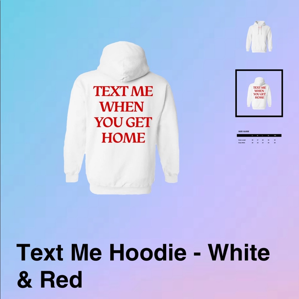 NWOT Lonely Ghost Text Me Hoodie